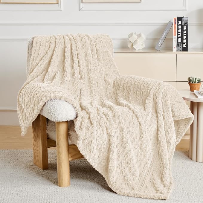 50x70 Inch Beige Throw Blanket - Image 6