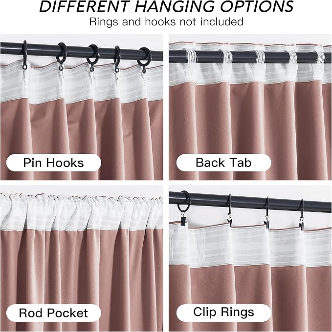 RYB HOME Girls Curtains for Bedroom, Back Tab Room Darkening Baby Kids Velvet - Image 4