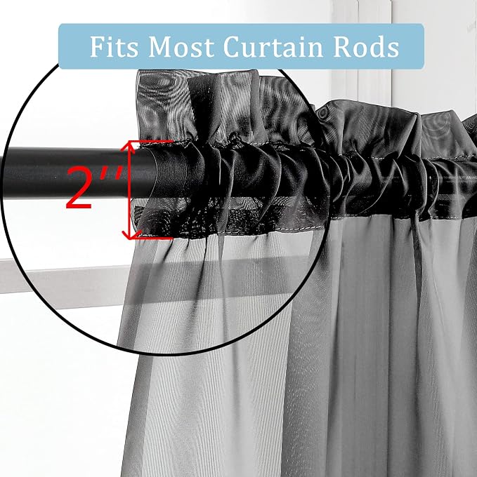 OWENIE Black Sheer Curtains, Sheer Curtains 63 inch Length 2 Panels Set - Image 4