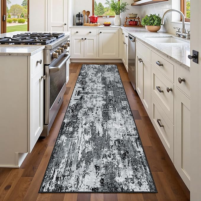 Washable Area Rugs 2'x10' Non-Slip Modern Abstract Soft by RELEANY