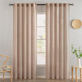 MIULEE Natural Beige Linen Curtains 84 Inch Length 2 Panels by MIULEE