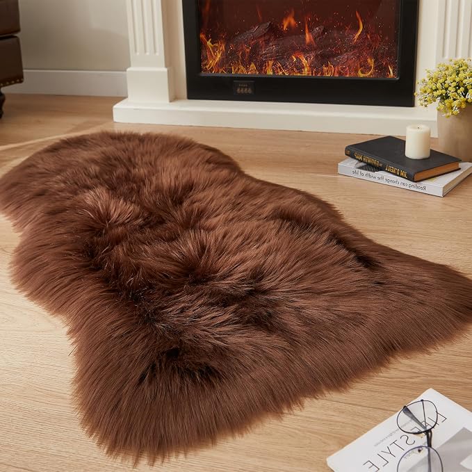 EasyJoy Ultra Soft Fluffy Shaggy Area Rug Faux Fur Rug Chair Cover Seat Pad by EasyJoy
