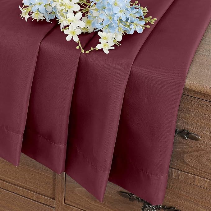 Burgundy Window Sheer Curtains 54 inch Length, Soft Airy Light Filtering Sheer - Image 8