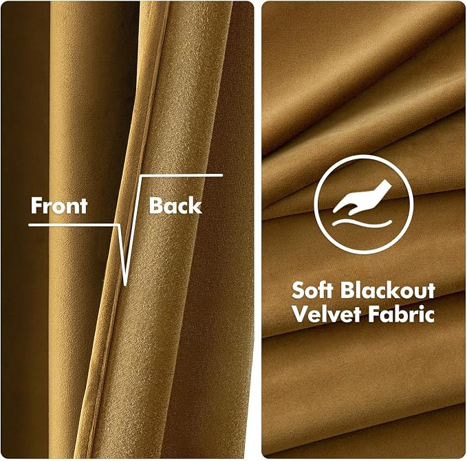 MIULEE 90 Inches Velvet Curtains Gold Elegant Grommet Curtains Fall Thermal - Image 3