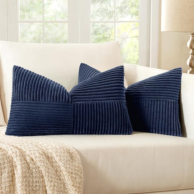 MIULEE Navy Blue Decorative Lumbar Throw Pillow Covers 12x20 Inch by MIULEE