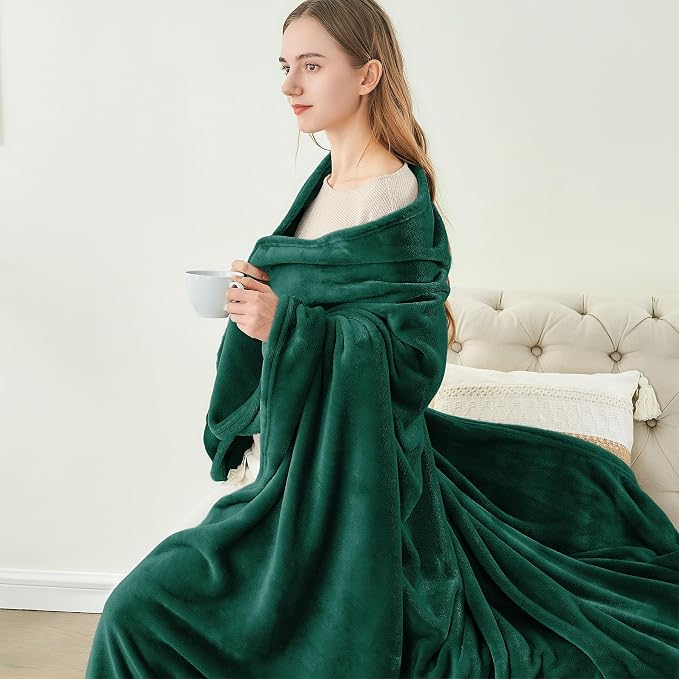 BEDELITE Fleece Blankets Queen Size Forest Green Throw Blankets - Image 8