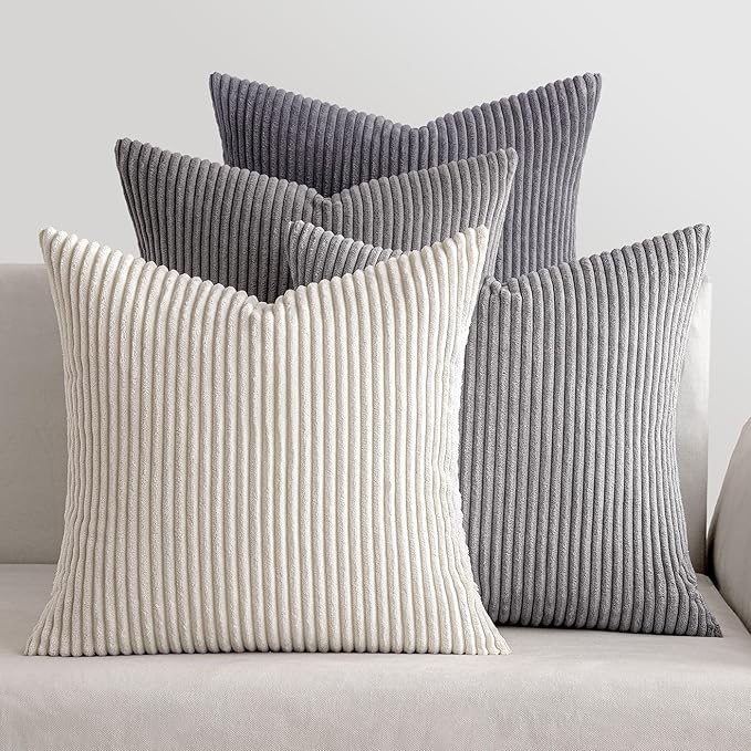 MIULEE Pack of 4 Neutral Grey Gradient Decorative Throw Pillow Covers 18x18 by MIULEE