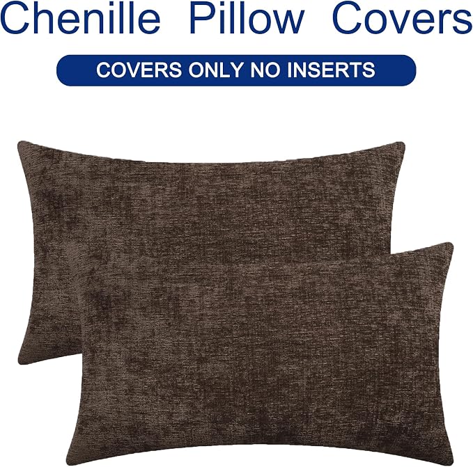 CaliTime Throw Pillow Covers Decorative 12 X 20 Inches Pack of 2 Cozy Chenille - Image 6