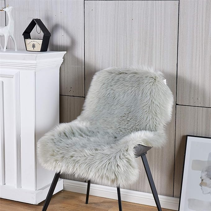 EasyJoy Ultra Soft Fluffy Shaggy Area Rug Faux Fur Rug Chair Cover Seat Pad - Image 3
