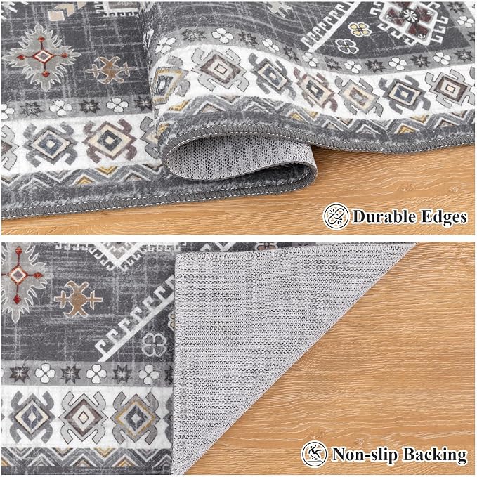 HEBE Washable Kitchen Rugs Runner 2'x 5', Non Slip Hallway Runner Rug, Low Pile - Image 6