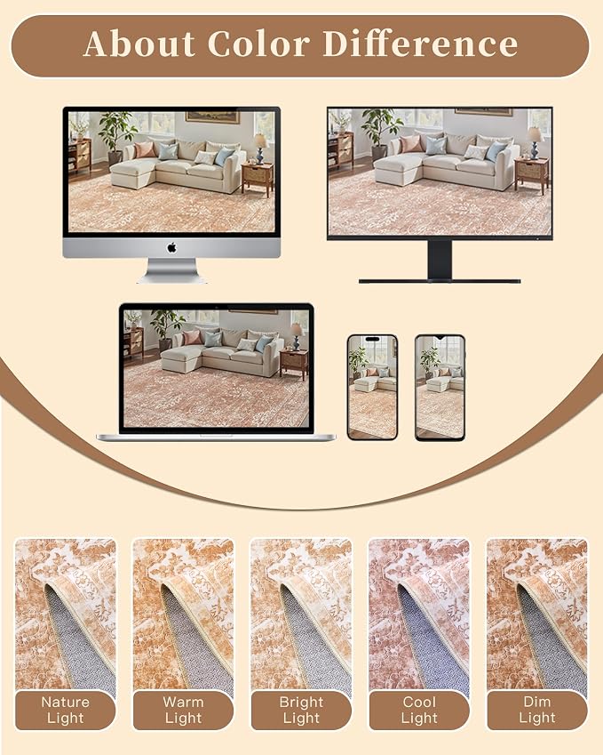 Madane Washable 6x9 Area Rugs for Living Room, Vintage Rug - Image 8