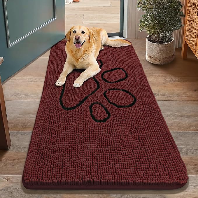 Smiry Dog Door Mat for Muddy Paws, Absorbent Dirt Trapper Non Slip Quick Dry by Smiry
