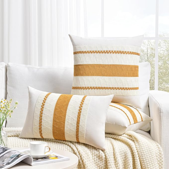 Fancy Homi Set of 1 Mustard Yellow Fall Decorative Throw Pillow Cover 18x18 Inch - Image 6