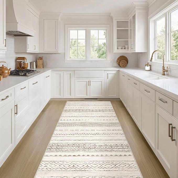 Nakagishi Runner Rug Kitchen Washable Rugs: 3x8 Non-Slip Boho Soft Modern Stain by NakagishiAreaRug