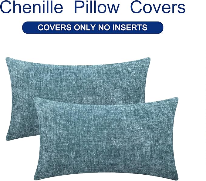 CaliTime Throw Pillow Covers Decorative 12 X 20 Inches Pack of 2 Cozy Chenille - Image 6