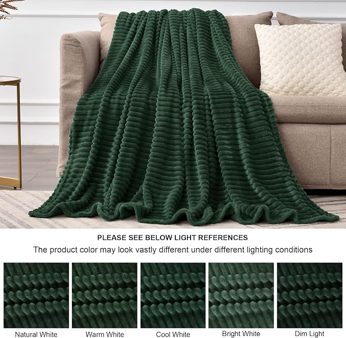 BEDELITE Fleece Blanket Twin Size – 3D Ribbed Jacquard Soft and Warm Decorative - Image 6