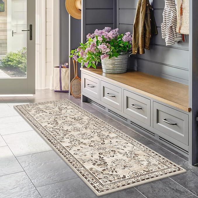 Yamaziot Washable Runner Rug 2x12 – Floral Non Slip Boho Hallway Runner Rug - Image 5