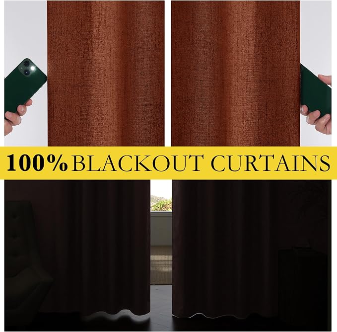 NICETOWN 100% Absolutely Blackout Linen Curtains - Image 3