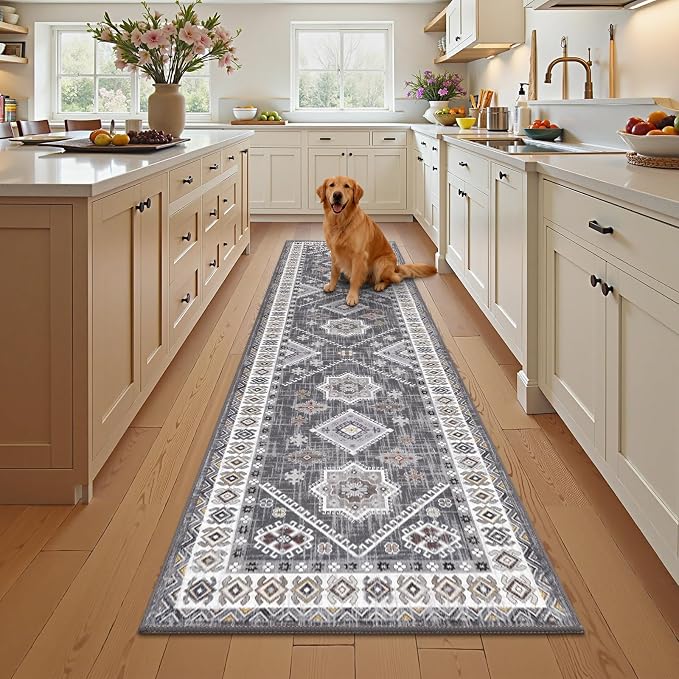 HEBE Washable Kitchen Rugs Runner 2'x 8', Non Slip Hallway Runner Rug, Low Pile - Image 8