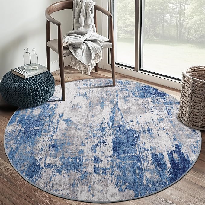 Washable Area Rugs 6ft Non-Slip Modern Abstract Soft by RELEANY