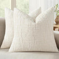 MIULEE Chenille Textured Euro Pillow Covers Cream White 22x22 Set of 2 | Slubby by MIULEE