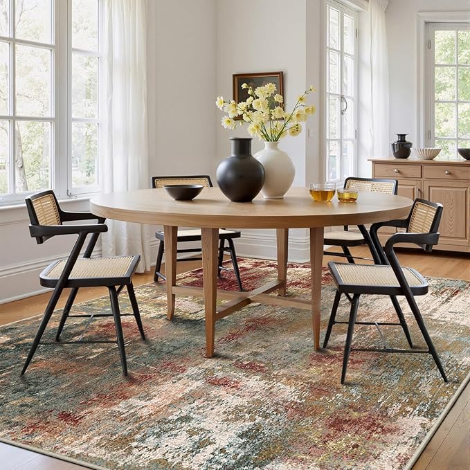 Washable Area Rugs Square 8ft Non-Slip Modern Abstract Soft - Image 8
