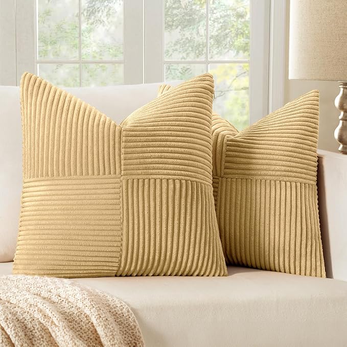MIULEE Khaki Decorative Euro Sham Pillow Covers 24x24 Inch by MIULEE