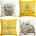 AVOIN colorlife Bless Our Home Farmhouse Eucalyptus Leaves Throw Pillow Covers by AVOINcolorlife