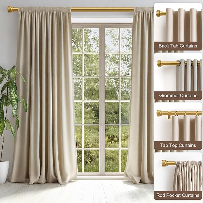 Lootkell 2 Pack Gold Curtain Rods Set - Image 3