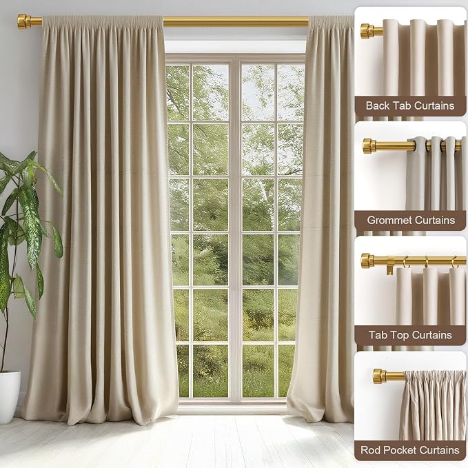 Lootkell Gold Curtain Rods for Windows 28 to 48 Adjustable Modern Curtain Rod 1 - Image 3
