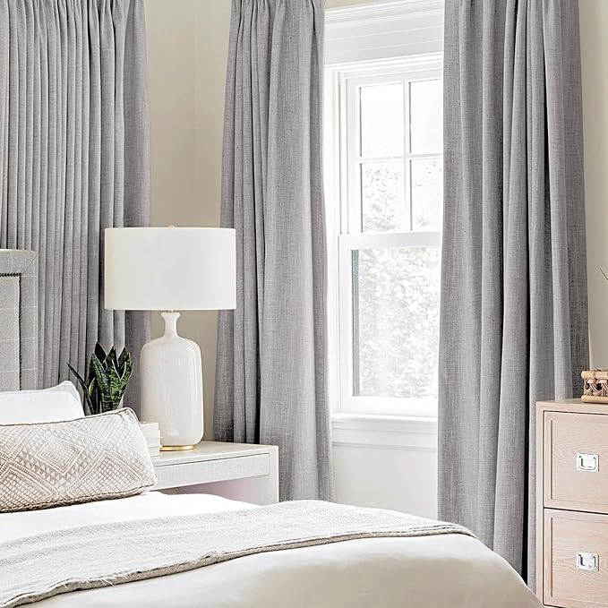 MIULEE Linen Texture Curtains for Bedroom Solid 100% Blackout Thermal Insulated - Image 2