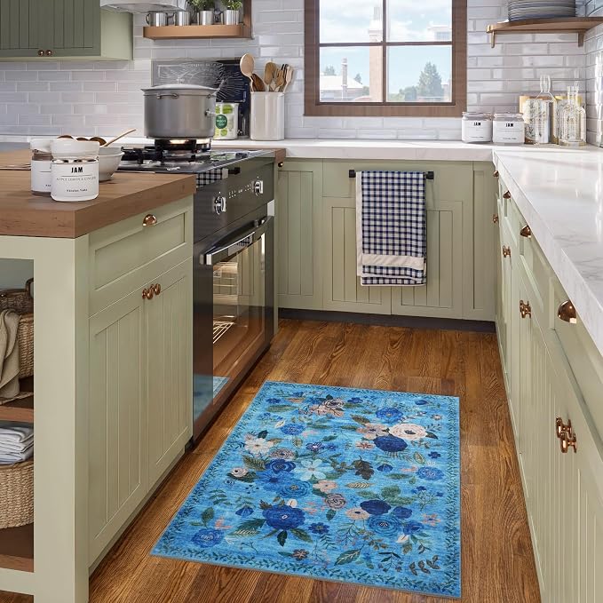 Floral Rug for Entryway, 2X3 Washable Kitchen Mat Ultra-Thin Soft, Non-Slip - Image 5