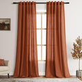 Terracotta Linen Textured 96 Inch Curtains 2 Panel Set Back Tab Rod Pocket by Nanspring