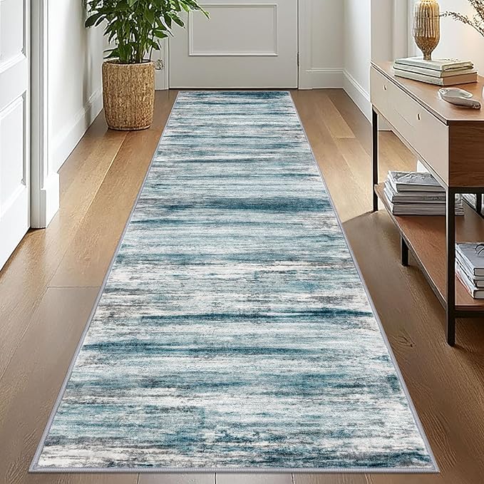 KOZYFLY Modern Abstract Hallway Runner Rug, 2.6x10 Washable Rug Runner Non-Slip by KOZYFLY