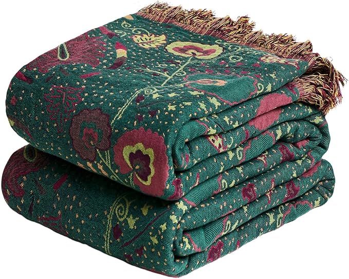 MSGKV Boho Throw Blanket for Couch and Sofa Cotton Blankets for Living Room by MSGKVHomeTextiles