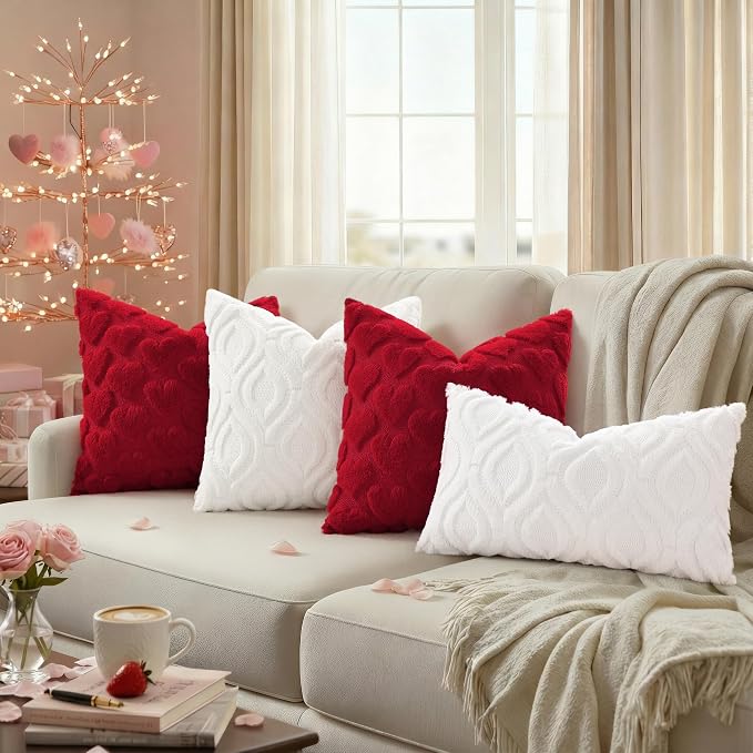 decorUhome Valentine’s Day Soft Plush Throw Pillow Covers 20x20 Inch Set of 2 - Image 2