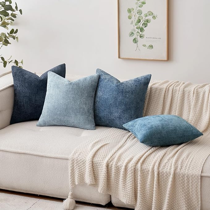 MIULEE Pack of 2 Couch Throw Pillow Covers 22x22 Inch Coastal Smoke Blue Modern - Image 4