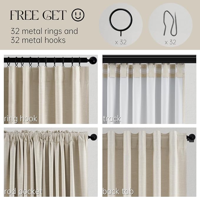 Topfinel 94 Inches Long Tan Colored Custom Blackout Linen Curtains, Internet - Image 5