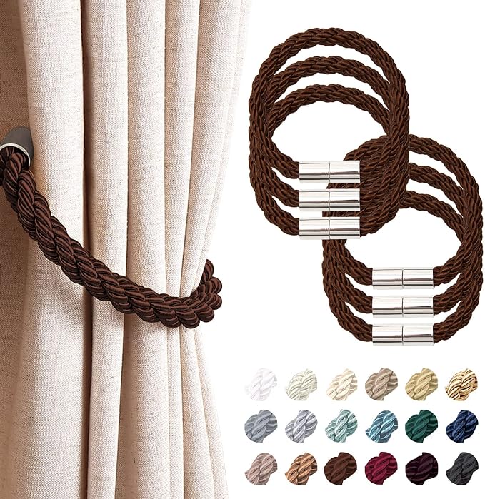 NICEEC 6 Pack Strong Magnetic Curtain Tiebacks Modern Simple Style Drape Tie by NICEEC