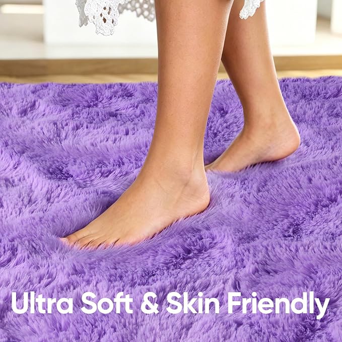 6x9 Large Purple Fluffy Soft Area Rug Non-Slip - Image 5