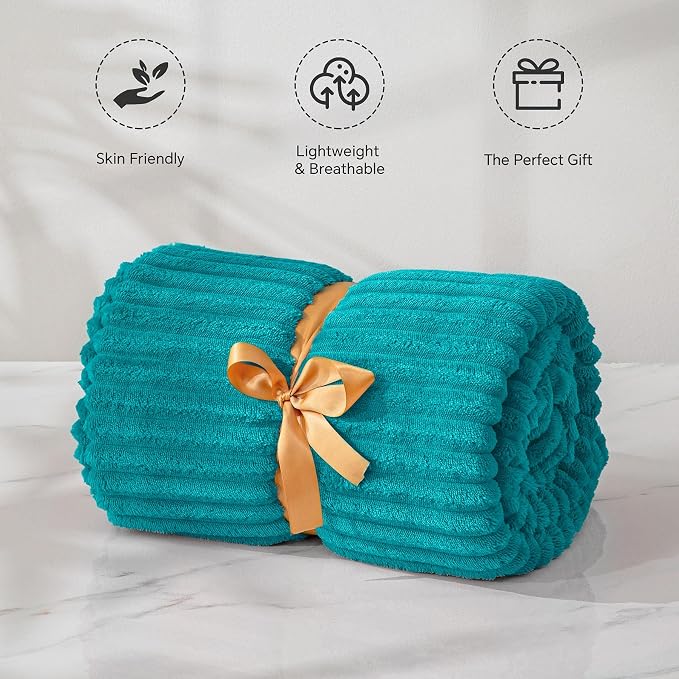 BEDELITE Fleece Throw Blanket for Couch – 3D Ribbed Jacquard Soft and Warm - Image 4