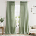 Extra Long Light Sage Linen Curtains 120 Inch by Nanspring