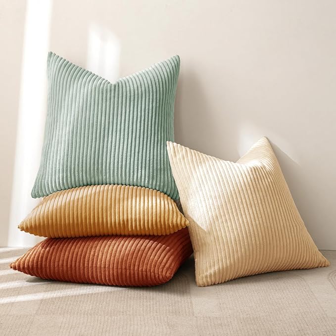 MIULEE Boho Farmhouse Throw Pillow Covers 16x16 Inch Set of 4 Modern Natural - Image 4