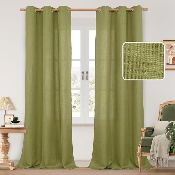 LAMIT Moss Green Linen Curtains by LAMIT