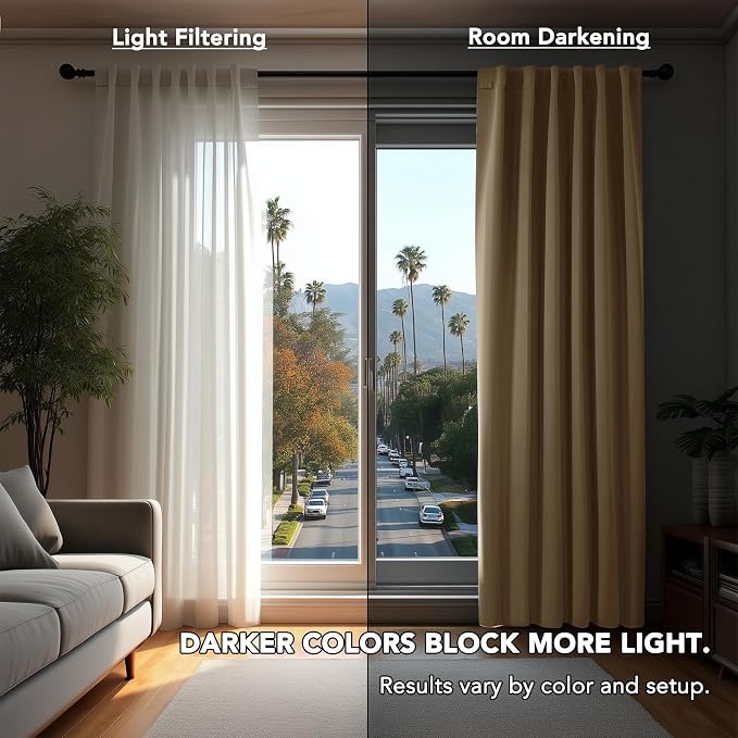 Deconovo Blackout Curtains, Thermal Insulated, W42 x L54 2 Panels, Back Tab - Image 3