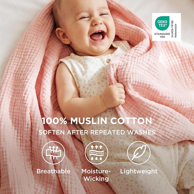 Bedsure 100% Cotton Muslin Throw Blanket Twin XL - Image 2