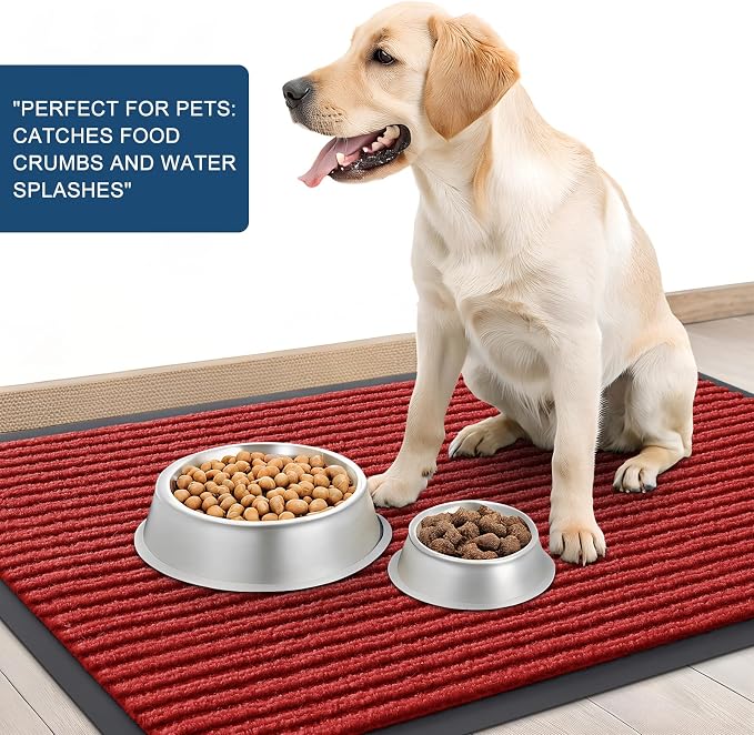 OLANLY Front Door Mat 47x30, Waterproof Heavy-Duty Indoor Outdoor Doormat | Red - Image 6