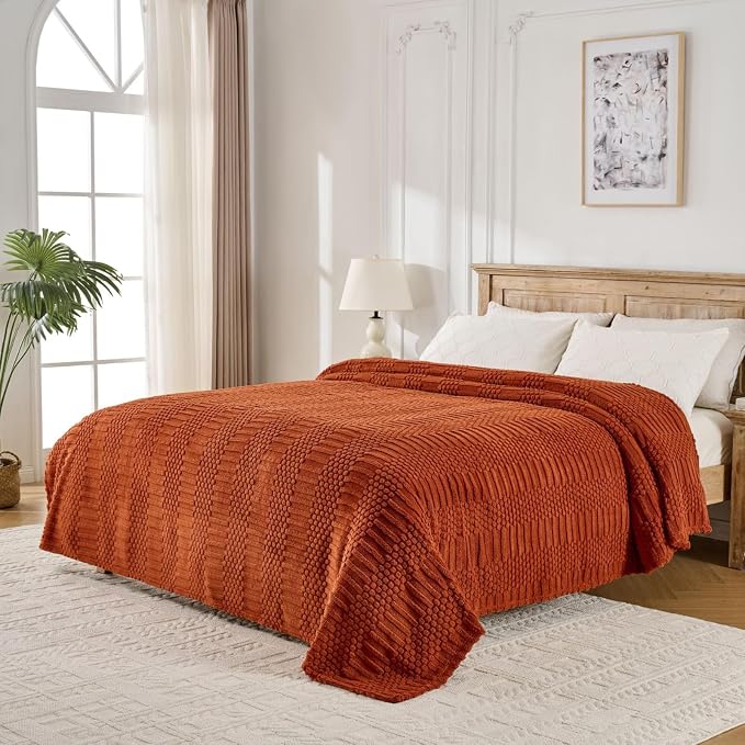 90x90 Inch Rust Queen Bed Blanket - Image 2