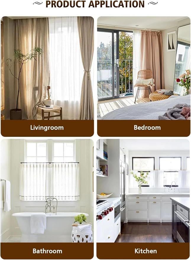 Yafa Home Fashion Heavy Duty Single Standard Adjustable Curtain Rod Hardware - Image 8