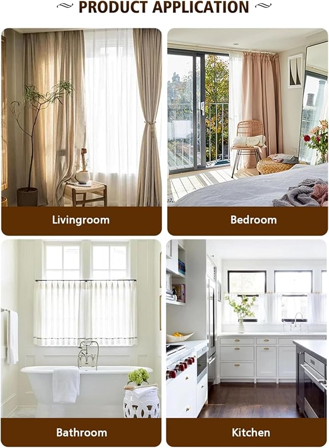 Yafa Home Fashion Heavy Duty Single Standard Adjustable Curtain Rod Hardware - Image 4